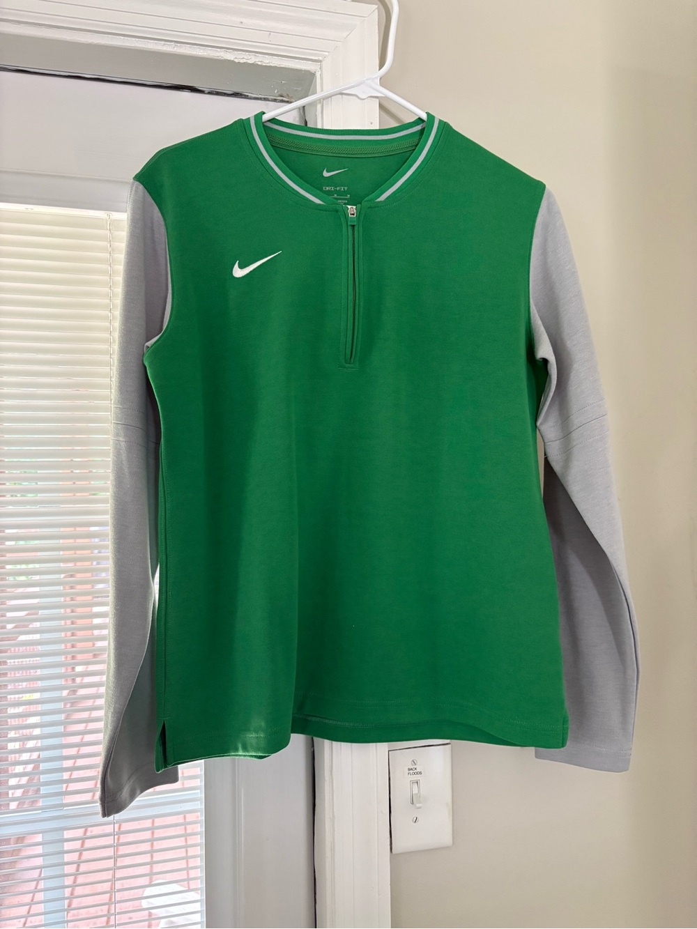 Nike Green and Gray Quarter-Zip Pullover Sweatshirt
